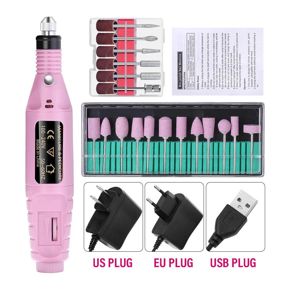 Portable Professional Electric Nail Drill Machine – Manicure & Pedicure Drill Set for Home and Salon Use