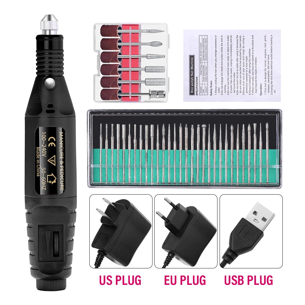 Portable Professional Electric Nail Drill Machine – Manicure & Pedicure Drill Set for Home and Salon Use