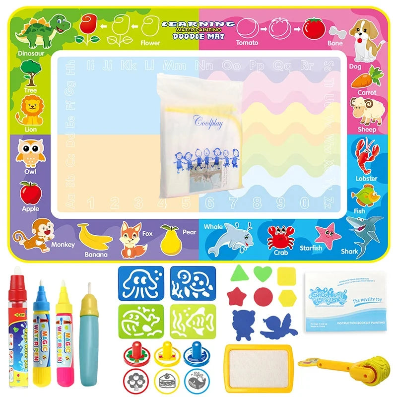 100x80CM Magic Water Drawing Mat – Reusable Doodle Board Montessori Educational Toy for Kids