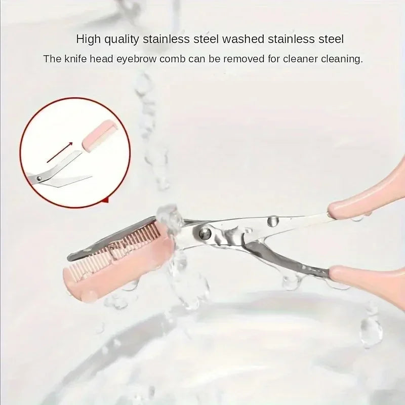 3-Piece Eyebrow Trimmer Set – Stainless Steel Scissors, Comb & Shaver for Eyelash and Beginner Makeup, Precision Removal Accessories
